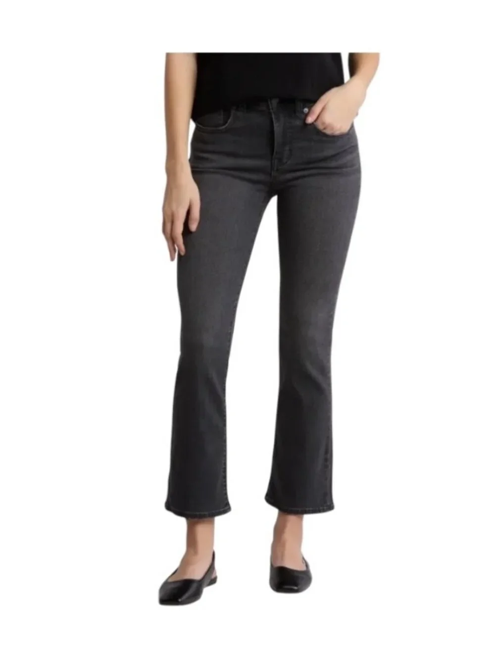 Madewell Middle School Rise Kick Out Jeans Black Size 28 Minimalist Preppy Cute